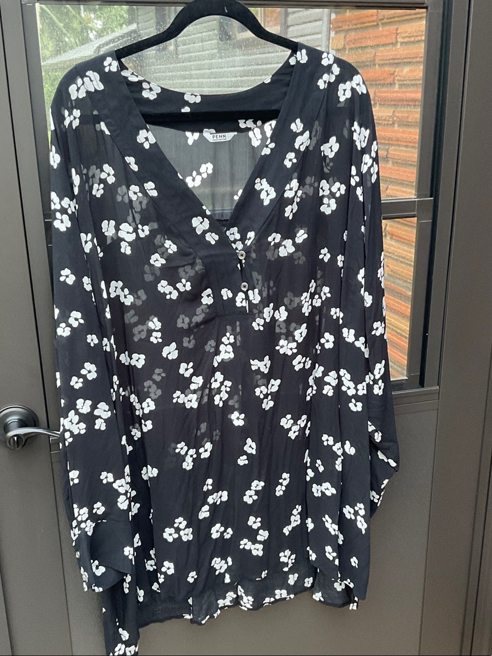 Penningtons Black Tunic with White Floral Print